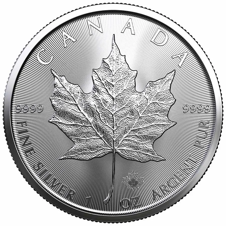 Reverse of a Canadian Silver Maple Leaf coin